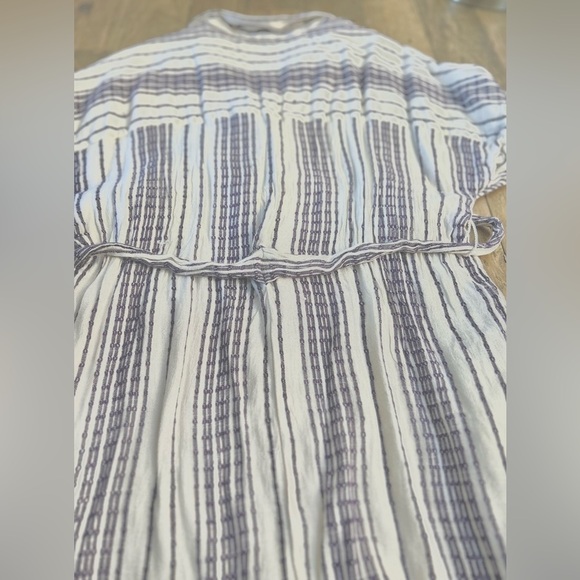 LULUS Beach Weekend Cream and Purple Striped Button-Up Shirt Dress Belted Lined - Picture 15 of 15